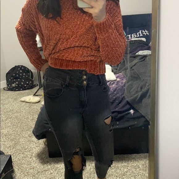 High waisted ash grey ripped jeans - Picture 2 of 4